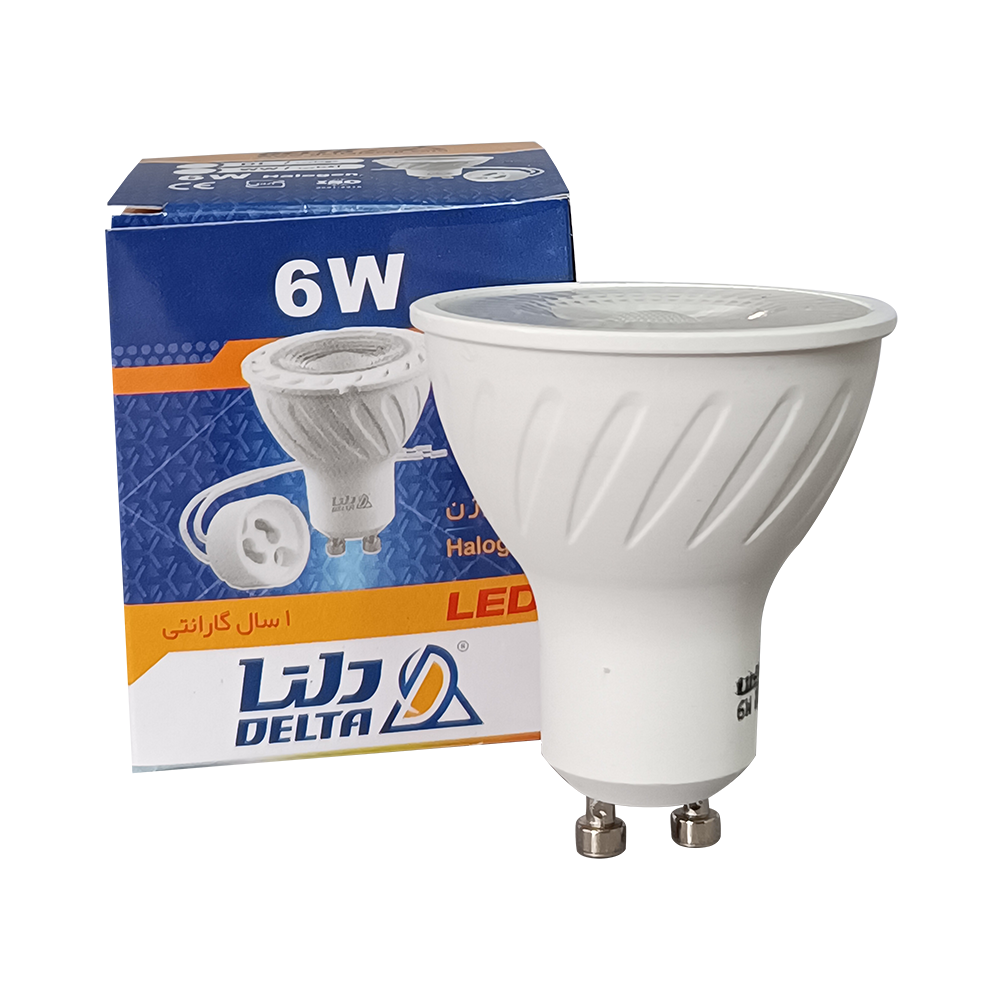 هالوژن 6SMD وات GU10 لنزدار بدون سوکت آفتابی دلتا